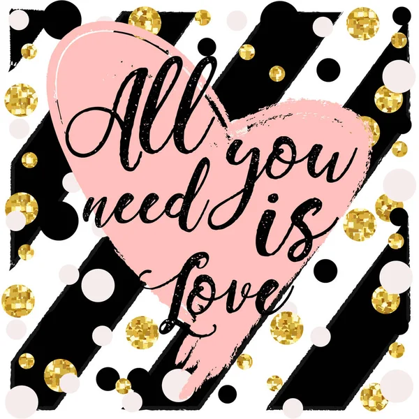 Tek ihtiyacın sevgidir. tatil tebrik kartı ve davetiye düğün için tasarım