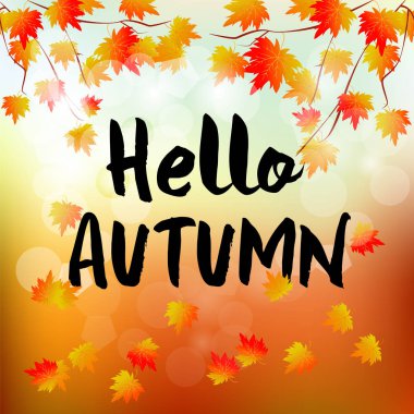 Sonbahar tipografik. Sonbahar yaprak. Vektör