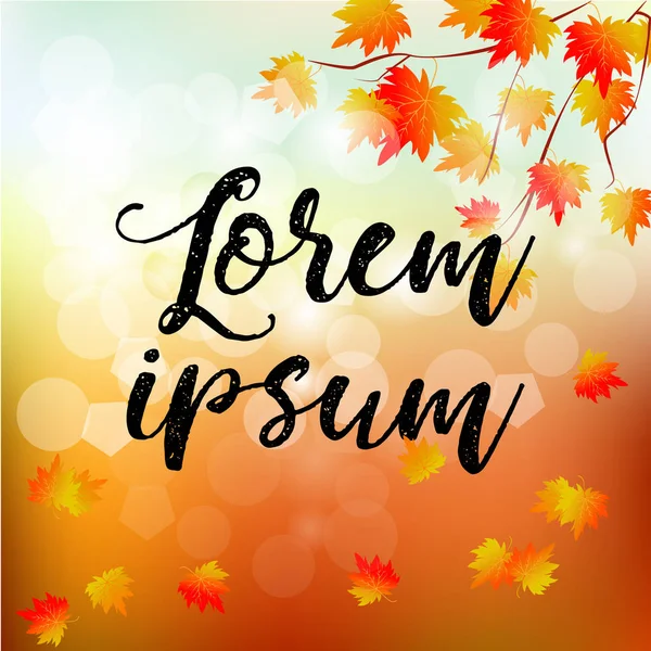 Vector achtergrond met rode, oranje, bruine en gele herfst bladeren. — Stockvector