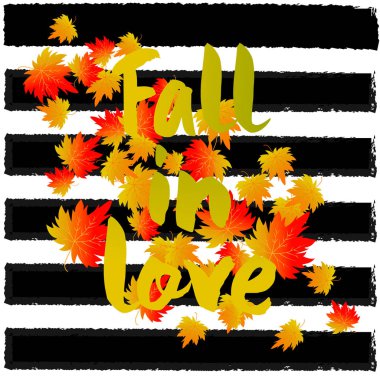 Vektör çizim akçaağaç yaprağı ve bir ifade ile aşık