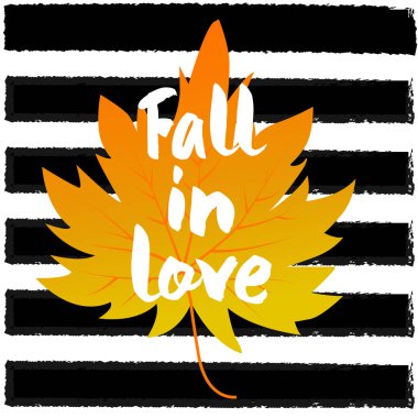 Vektör çizim akçaağaç yaprağı ve bir ifade ile aşık