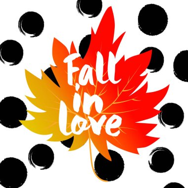 Vektör çizim akçaağaç yaprağı ve bir ifade ile aşık