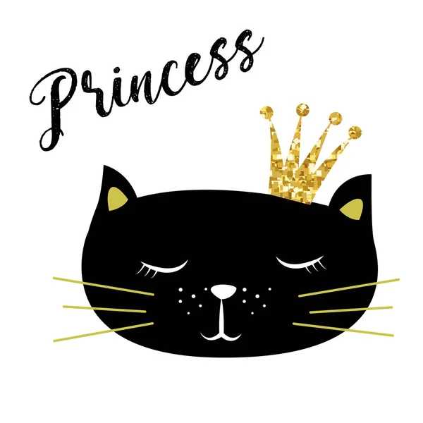 Χαριτωμένο γατάκι με κορώνα και την επιγραφή μικρή πριγκίπισσα διάνυσμα — Διανυσματικό Αρχείο