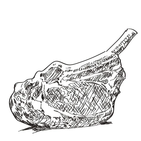 Esquisse dessinée à la main steak de ribeye . — Image vectorielle