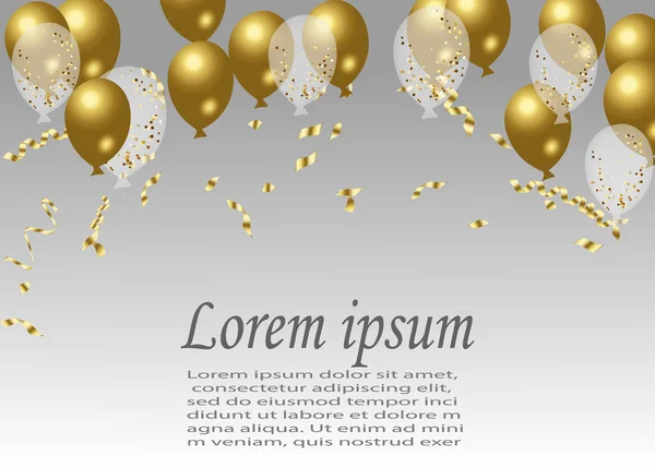 hava balonları ve serpantin parlak afiş. Vektör çizim