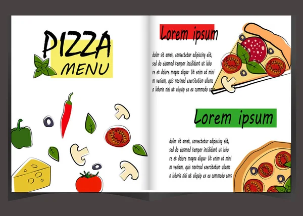 Pizza jedzenie menu dla restauracji i kawiarni. — Wektor stockowy