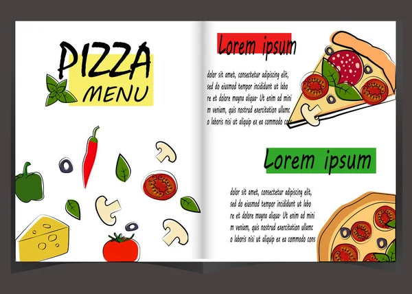 Menú de comida de pizza para restaurante y cafetería . — Vector de stock