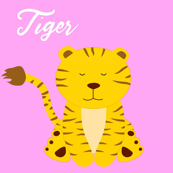 Söt tiger baby flicka tecknade vektor — Stock vektor