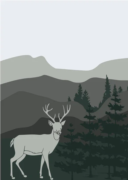 Deer in the woods — Stock Vector