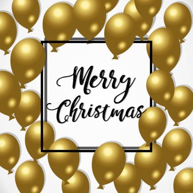 Uçan balonlar ile neşeli Noel tebrik kartı,