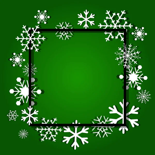 Jul bakgrund. Stomme av snöflingor med plats för text — Stock vektor