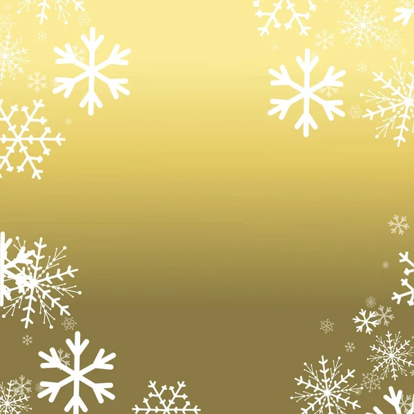 Natal e Feliz Ano Novo fundo dourado com flocos de neve nowflakes. Ilustração vetorial — Vetor de Stock