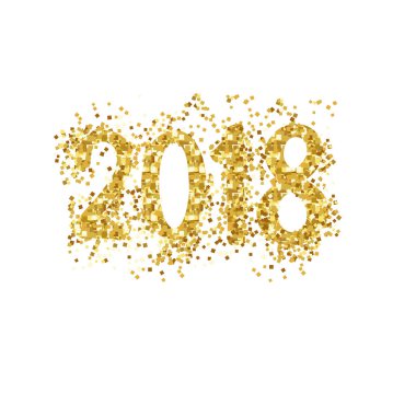 Mutlu yeni yıl 2018 tebrik kartı altın numaraları ile. Vektör çizim. Mutlu Noeller el ilanı tasarımı, broşür kapak,