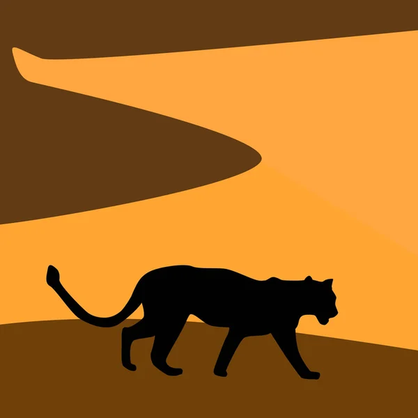 Paysage africain avec tigre. Vecteur — Image vectorielle