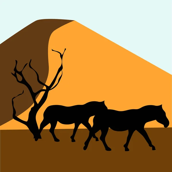 Afrika-Safari - Silhouetten wilder Tiere — Stockvektor