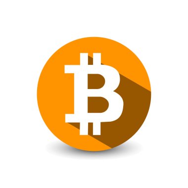 Kripto Döviz Alım Bitcoin düz vektör logosu, web, etiket baskı için simge.