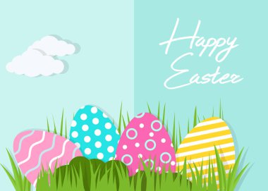 Mutlu Paskalya tebrik kartı. Kağıt kesiği taklit bir gerçekçi vektör görüntü