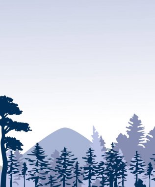 Dağ ve orman. Vahşi doğa manzara. Seyahat ve macera. Panorama. Ormana doğru.