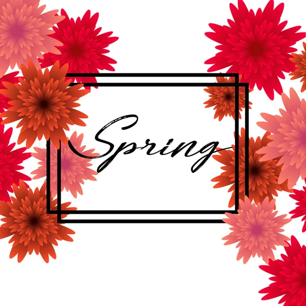 Olá Primavera, cartão floral, flores de papel. Banner com flores de papel realistas. Ilustração vetorial — Vetor de Stock