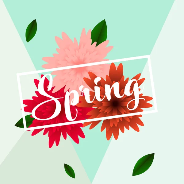 Spring, floral greeting card, paper flowers. — Stock Vector