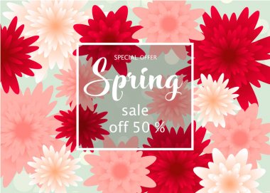 Bahar satış banner şablon kağıt çiçek