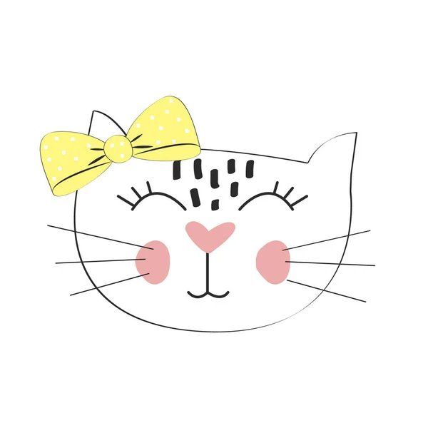하트 안경 흰색 절연 hipster 고양이의 패션 초상화. — 스톡 벡터