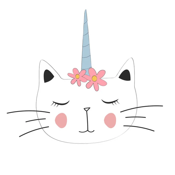 Χαριτωμένο γάτα μονόκερος, με μοτίβο για αφίσα, — Διανυσματικό Αρχείο