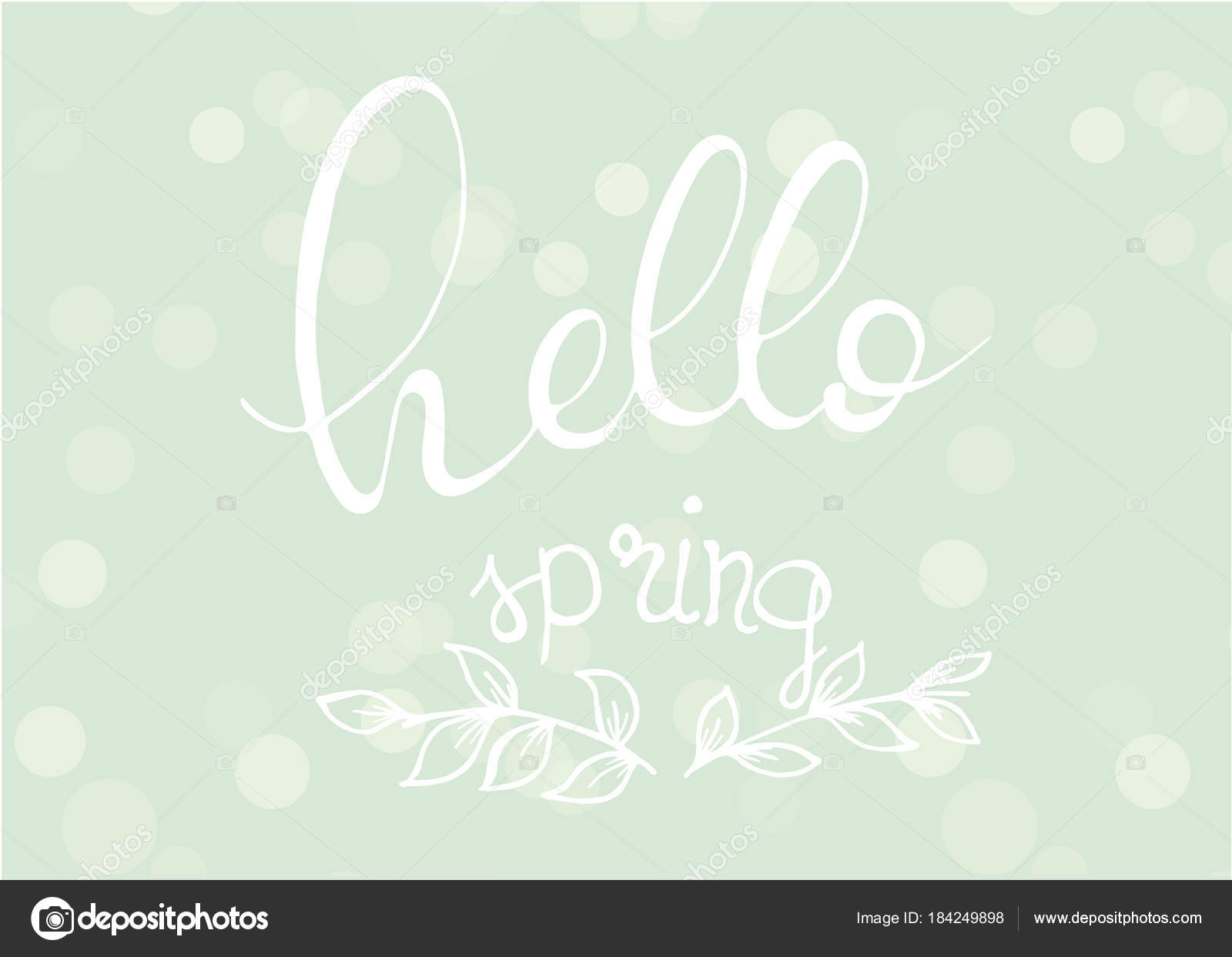 Hello Spring. Beautiful spring background with bokeh and handwritten ...