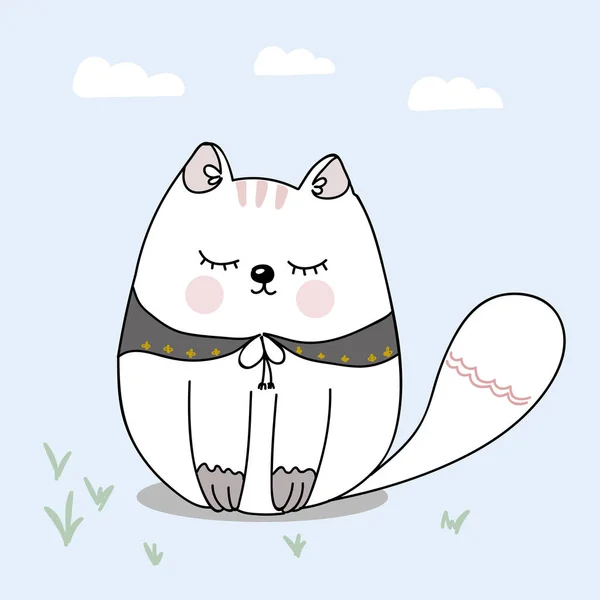 Cute kawaii cat cahracter. Children style, vector illustration. — Stock Vector