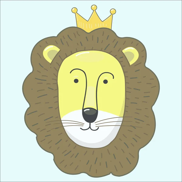 Imprimé avec lion mignon. Peut être utilisé impression imprimée pour t-shirts, décoration intérieure, affiches , — Image vectorielle