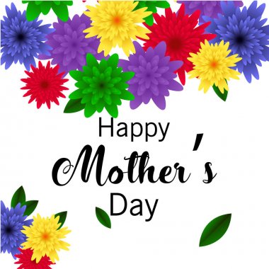 Anneler Günü tebrik kartı güzel çiçekler ile