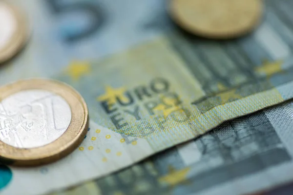Dinero Euro Monedas Billetes — Foto de Stock