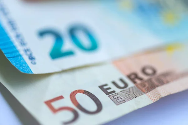 Peníze Euro Mince Bankovky — Stock fotografie