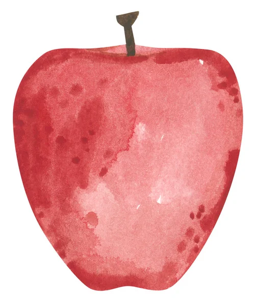 Pomme Rouge Illustration Aquarelle Dessinée Main — Photo