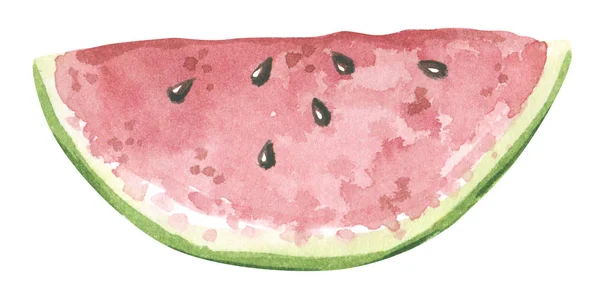 Watermelon Fruit Half Slice Hand Drawn Watercolor Illustration Isolated White — Stock Photo, Image