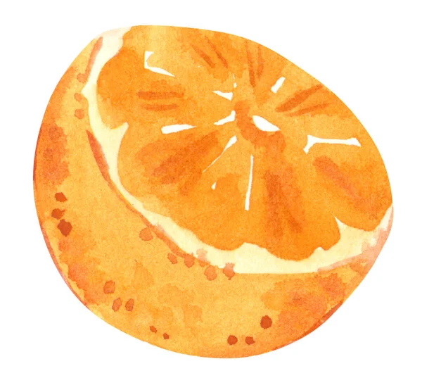 Laranja Redonda Isolado Ilustração Aquarela Desenhada Mão Branco — Fotografia de Stock