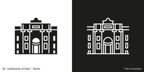 Trevi Fountain Icon. Glyph and line style icon of Rome's famous landmark building.