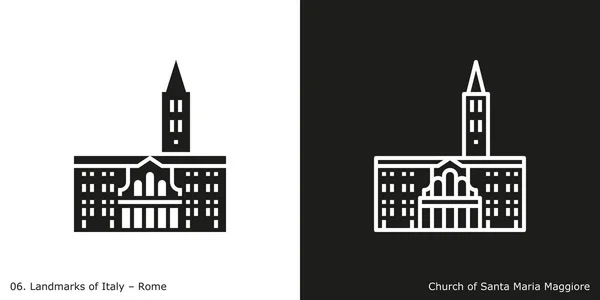 Kerk Van Santa Maria Maggiore Pictogram Glyph Lijn Stijlicoon Van — Stockvector