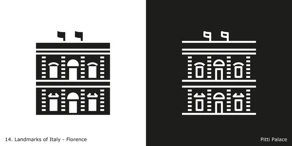 Pitti Palace Icon Glifo Estilo Línea Icono Del Famoso Edificio — Vector de stock