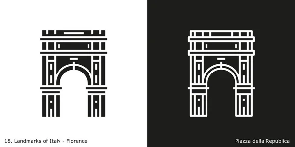 Икона Пьяцца Делла Фаска Глиф Икона Стиля Линии Знаменитого Здания — стоковый вектор