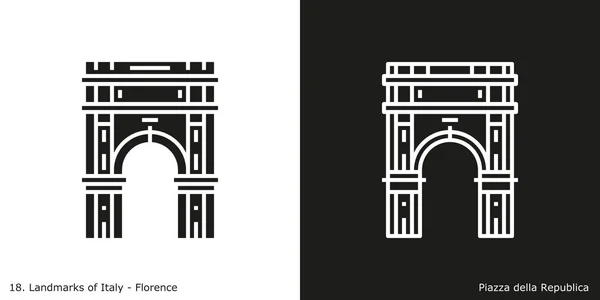 Piazza Della República Icono Glifo Estilo Línea Icono Del Famoso — Vector de stock