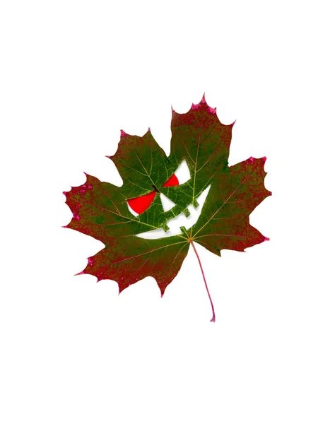 Autumn maple leaf in the style of halloween. Isolated — Stock Photo, Image