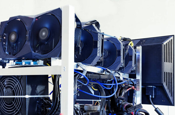 Equipment for mining bitcoin, ethereum and other crypto-currency with the use of graphic cards