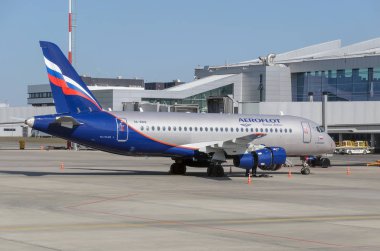 Havaalanındaki Aeroflot havayolu uçağı