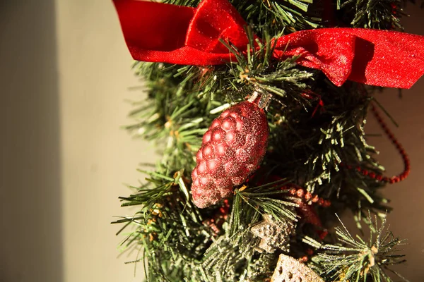 Close-up van een kroon van Kerstmis — Stockfoto