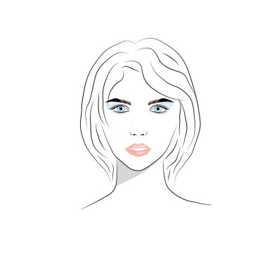 Çıplak makyajlı, el yapımı, güzel genç bir kadın yüzü.