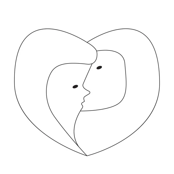 Sammanslagning Man Och Ung Kvinna Form Ett Hjärta Vektor Illustration — Stock vektor