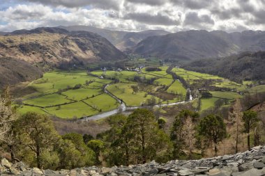 Rosthwaite ve Borrowdale Vadisi Stonethwaite 'e bakıyor.
