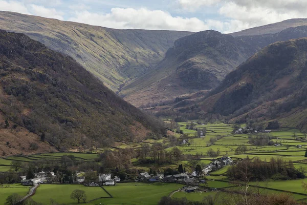 Rosthwaite Valle Borrowdale Mirando Hacia Stonethwaite Fell Desde Castle Crag —  Fotos de Stock