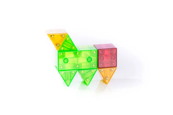 Прозорі Пластикові Кольорові Блоки Іграшки Ізольовані Білому Тлі Стокове Зображення